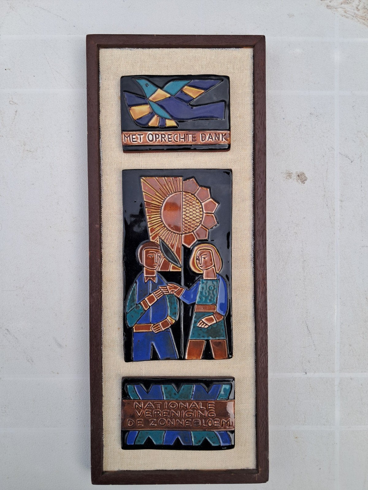 Wandplaquette Nationale Vereniging De Zonnebloem keramisch, Ophalen of Verzenden