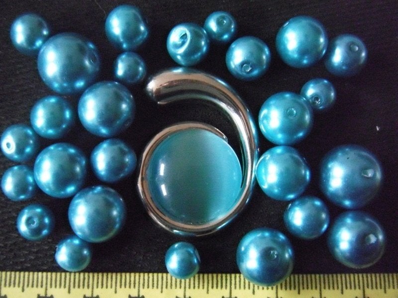 mix glas parels met metalen hanger aqua, Ophalen of Verzenden, Nieuw, Hanger