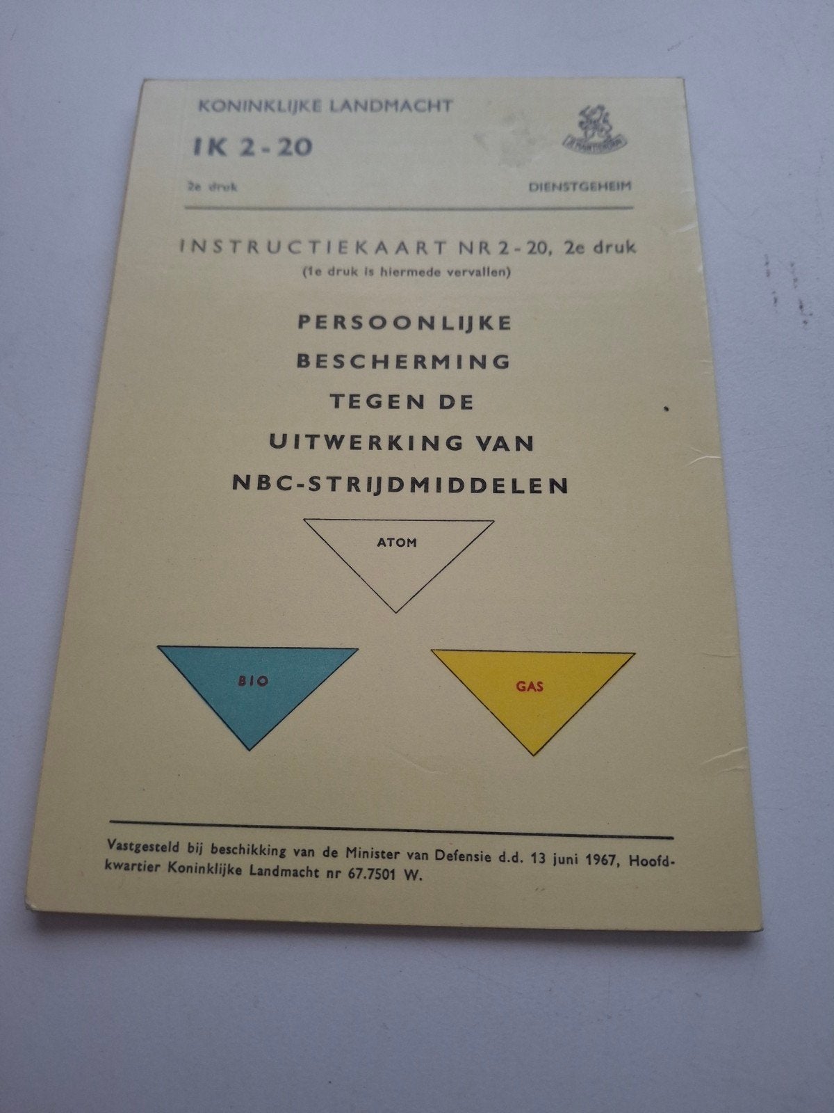 Landmacht Instructiekaart nr 2-20., Verzamelen, Ophalen of Verzenden, Landmacht, Nederland, Overige typen