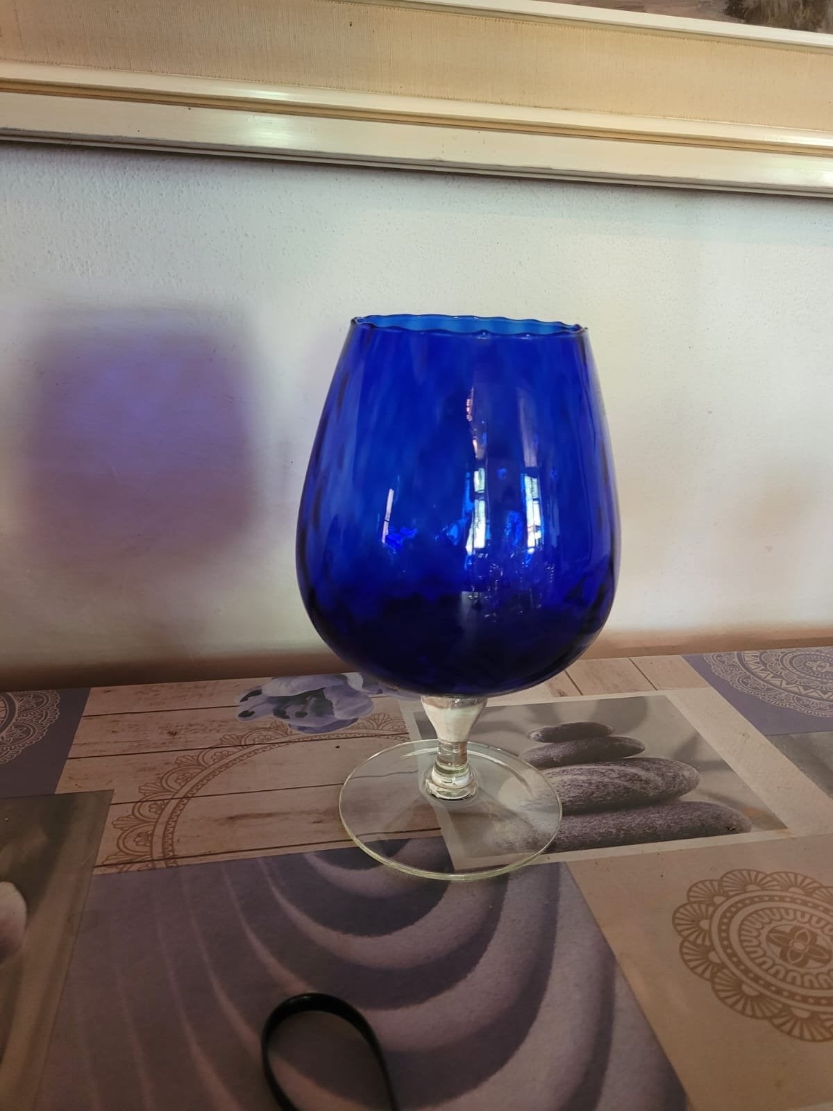 Prachtige italiaans Empoli glas  (glazen vaas in kobaltblauw, Ophalen of Verzenden