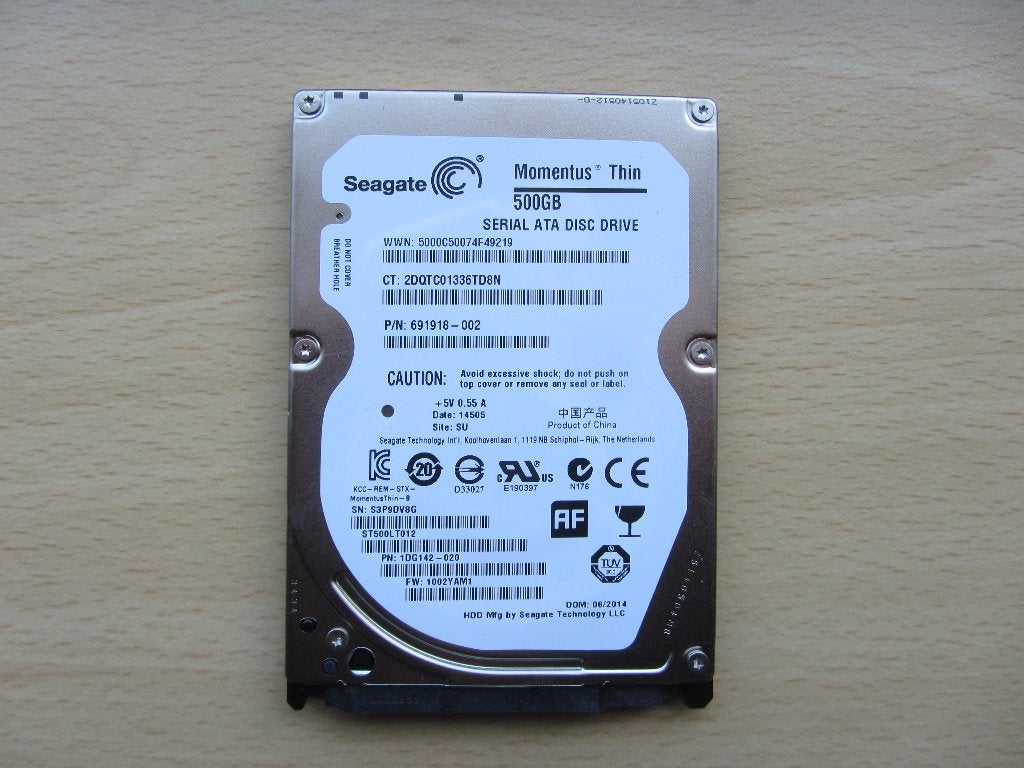 Seagate Momentus Thin 500GB 5400RPM SATA 3Gbps 16MB Cache, Intern, Ophalen of Verzenden, Zo goed als nieuw, Seagate