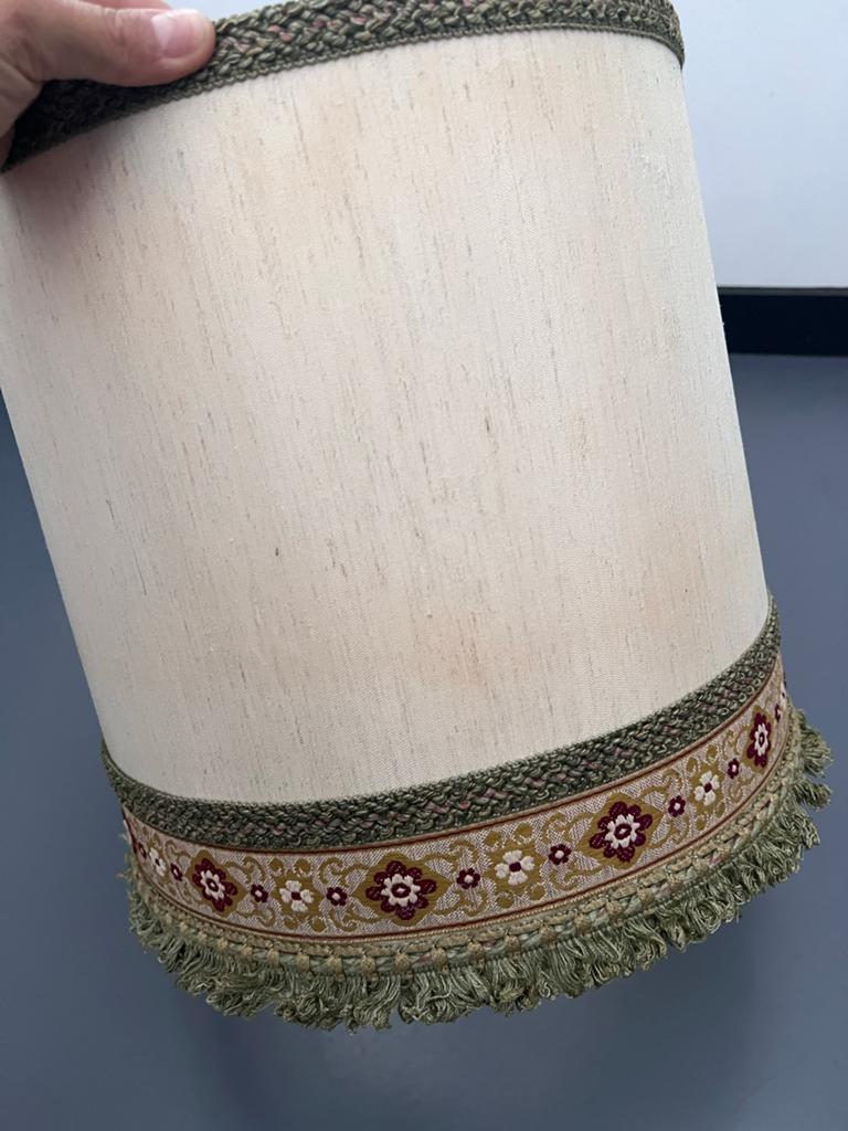 Vintage lampenkap met franjes en bloemenpatroon, Ophalen, Gebruikt, Crème, Rond