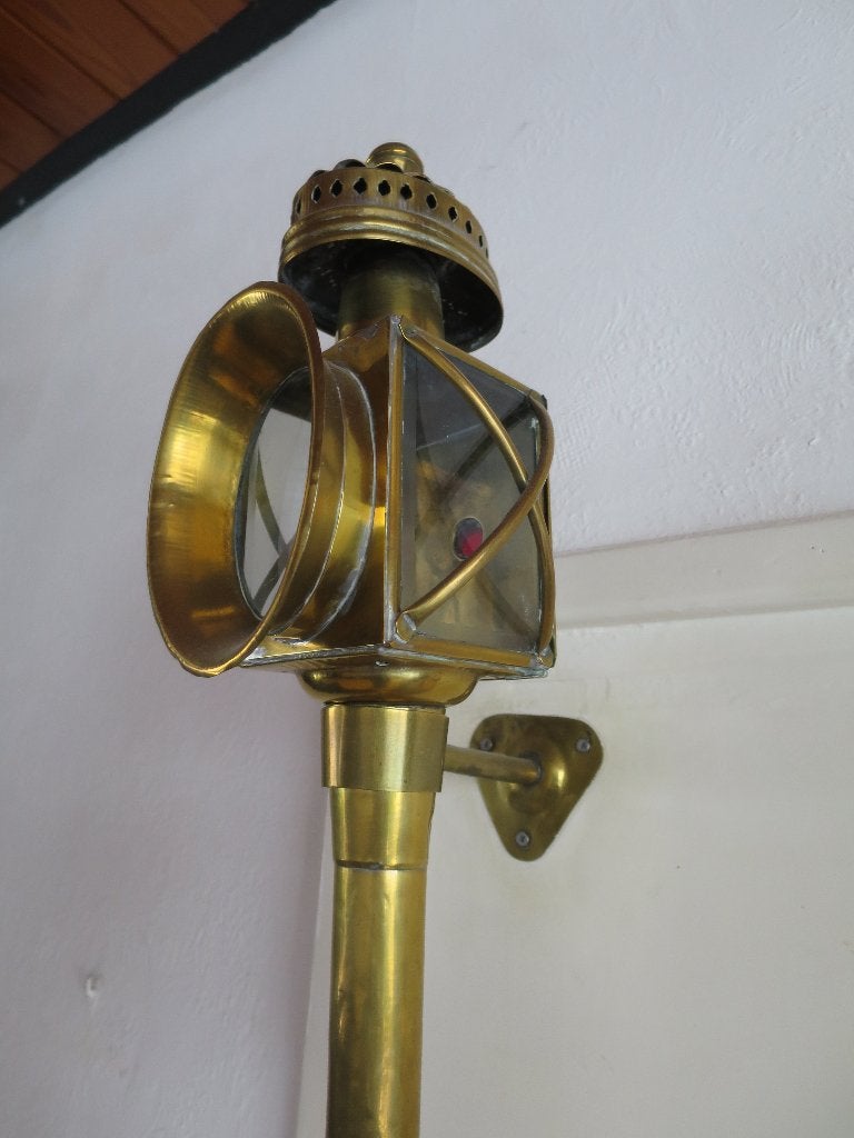 mooie grote antieke koperen koetslamp 36 cm, Antiek en Kunst, Antiek | Lampen, Ophalen of Verzenden