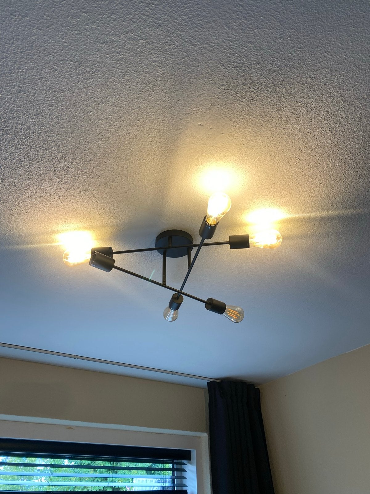 Lindby Estar Plafondlamp Zwart - Vintage Industriële Stijl, Ophalen, Lindby, Zwart, Zo goed als nieuw