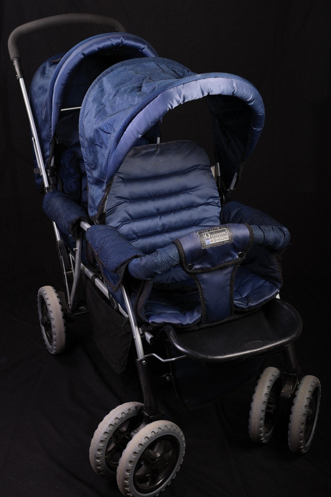 Quinny Fashion Tweeling Duowagen | Blauw + Regenhoes, Kinderen en Baby's, Kinderwagens en Combinaties, Gebruikt, Verstelbare duwstang