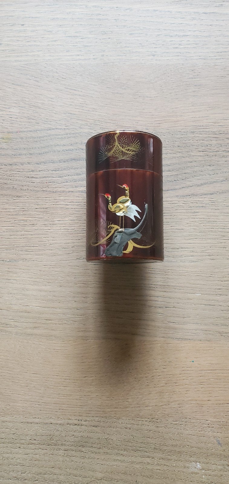 Vintage Japanse theebus met kraanvogels en bamboe, Ophalen of Verzenden