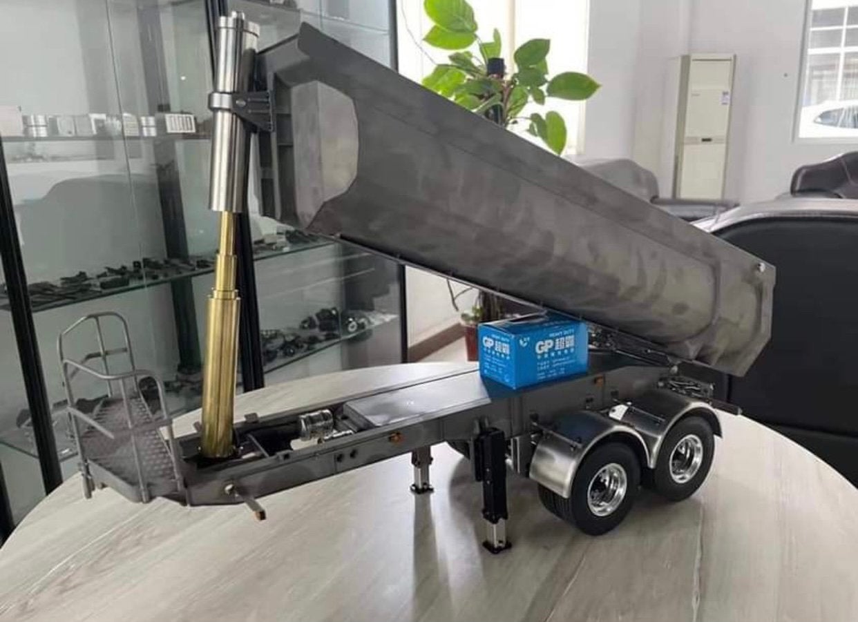 Halfpipe hydraulische kieptrailer Lesu RC 1/14 Kit, Ophalen of Verzenden, Nieuw, Schaal 1:14, Auto onroad