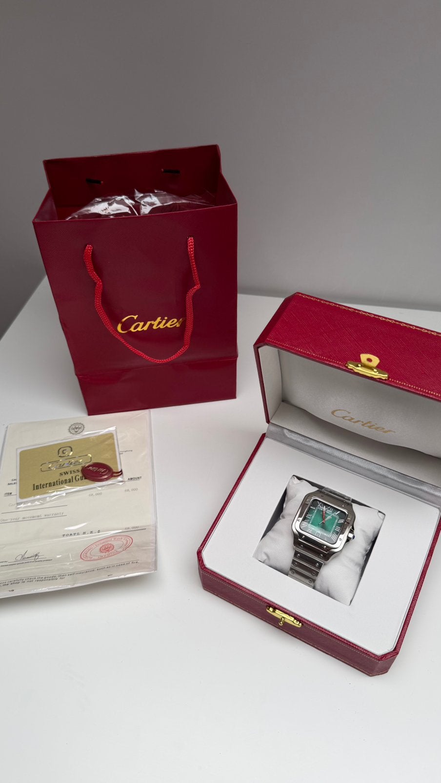 Cartier Santos de Cartier Green 40MM Horloge, Ophalen of Verzenden, Waterdicht, Nieuw, Android