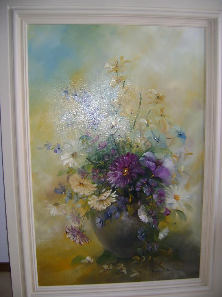 Canvas schilderij stilleven 75x110  olie verf, Ophalen of Verzenden, Zo goed als nieuw, Schilderij, 75 cm of meer