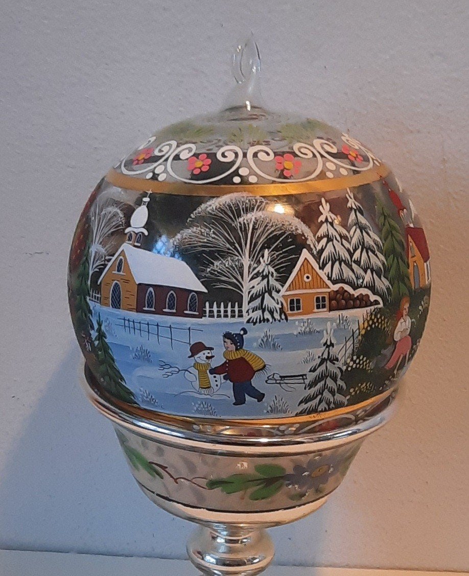 Kerstbal  Glas Handgeschilderd, Diversen, Kerst, Verzenden
