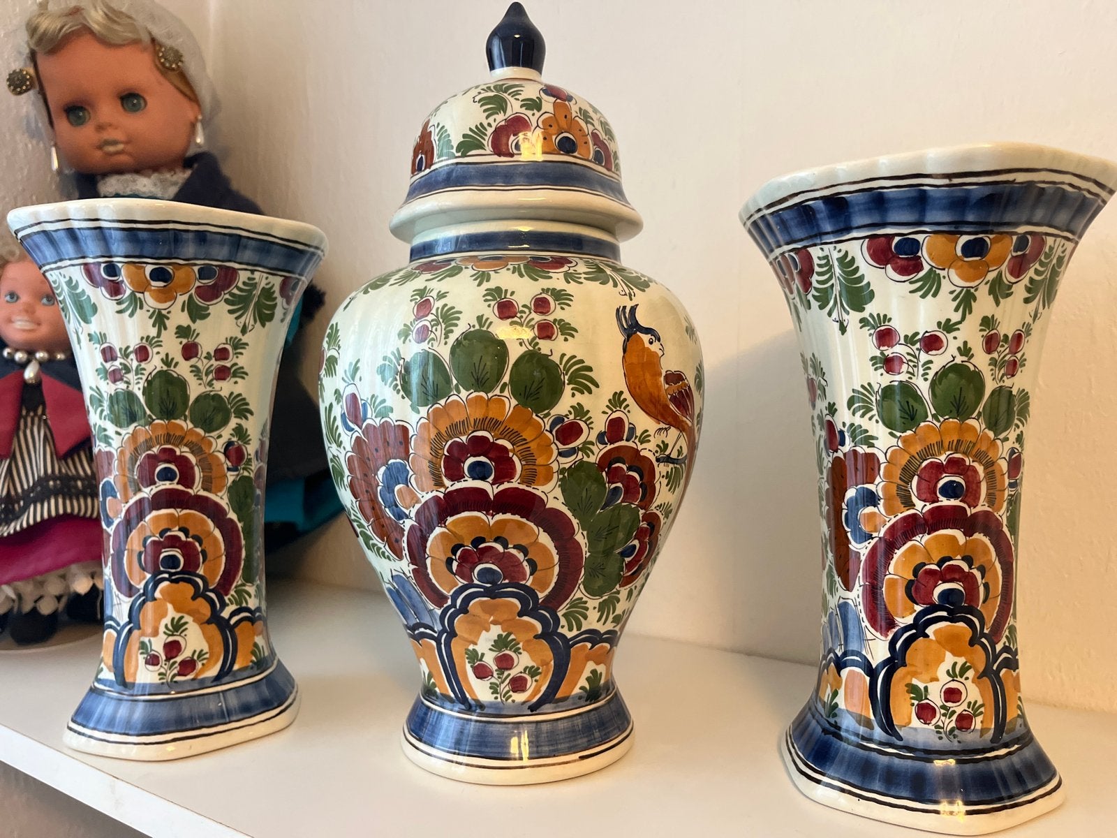 Prachtig Delfts Blauw vaas en dekselpot set, Ophalen