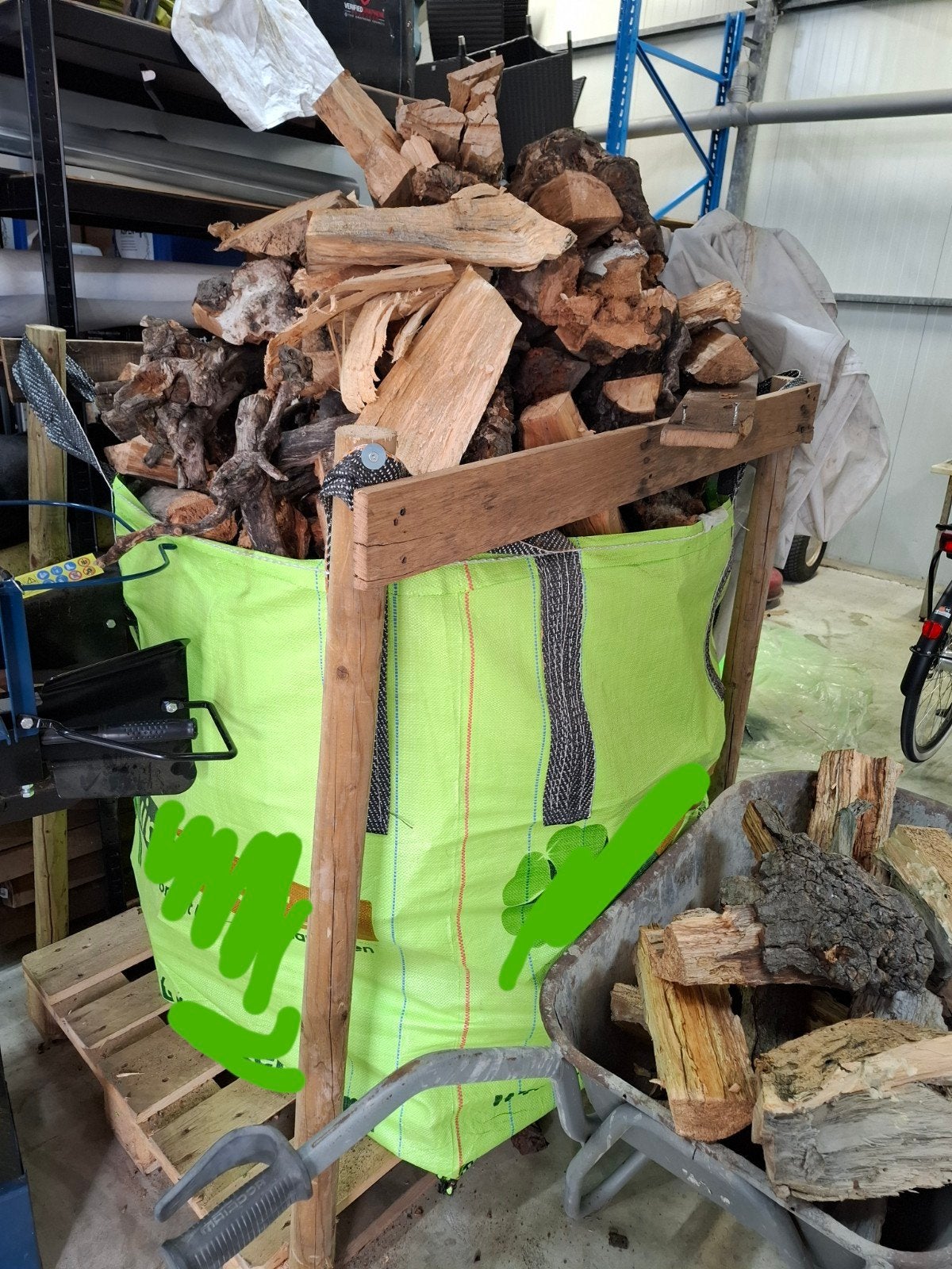 Bigbag gekloofd droog hout voor in de kachel, Minder dan 3 m³, Ophalen