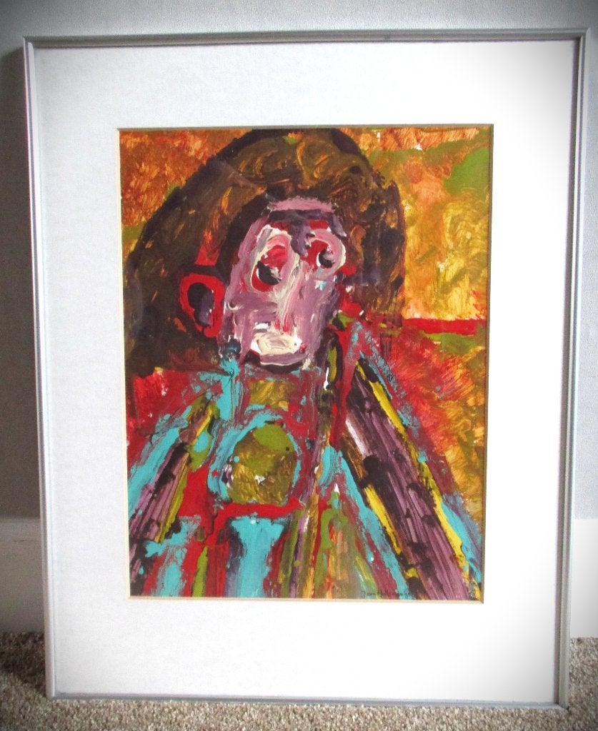 Jaap den Hollander '93~Portret achter glas~Gezicht~Olieverf, Antiek en Kunst, Passe-partout, Papier/karton, Ophalen of Verzenden