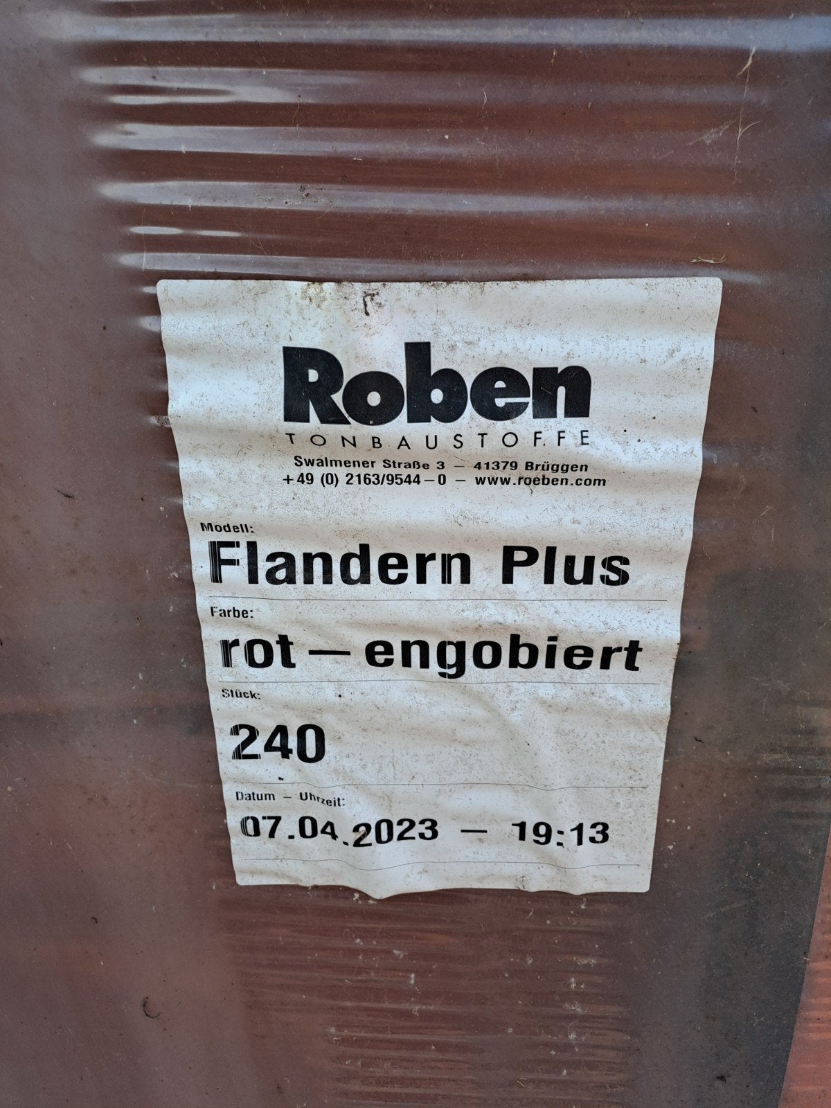 Röben Flandern Plus dakpannen, 170 stuks, rood-engobe, Ophalen, Steen of Klei, Nieuw, 15 m² of meer