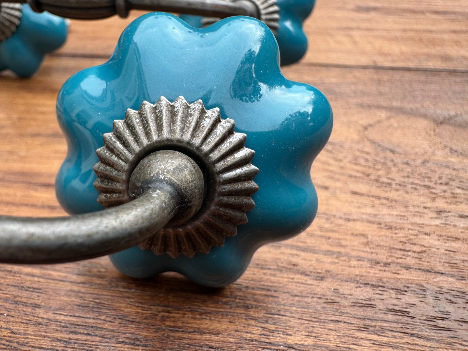 2 vintage stijl meubelgrepen Turquoise keramiek, Ophalen of Verzenden, Zo goed als nieuw, Overige materialen, Overige typen