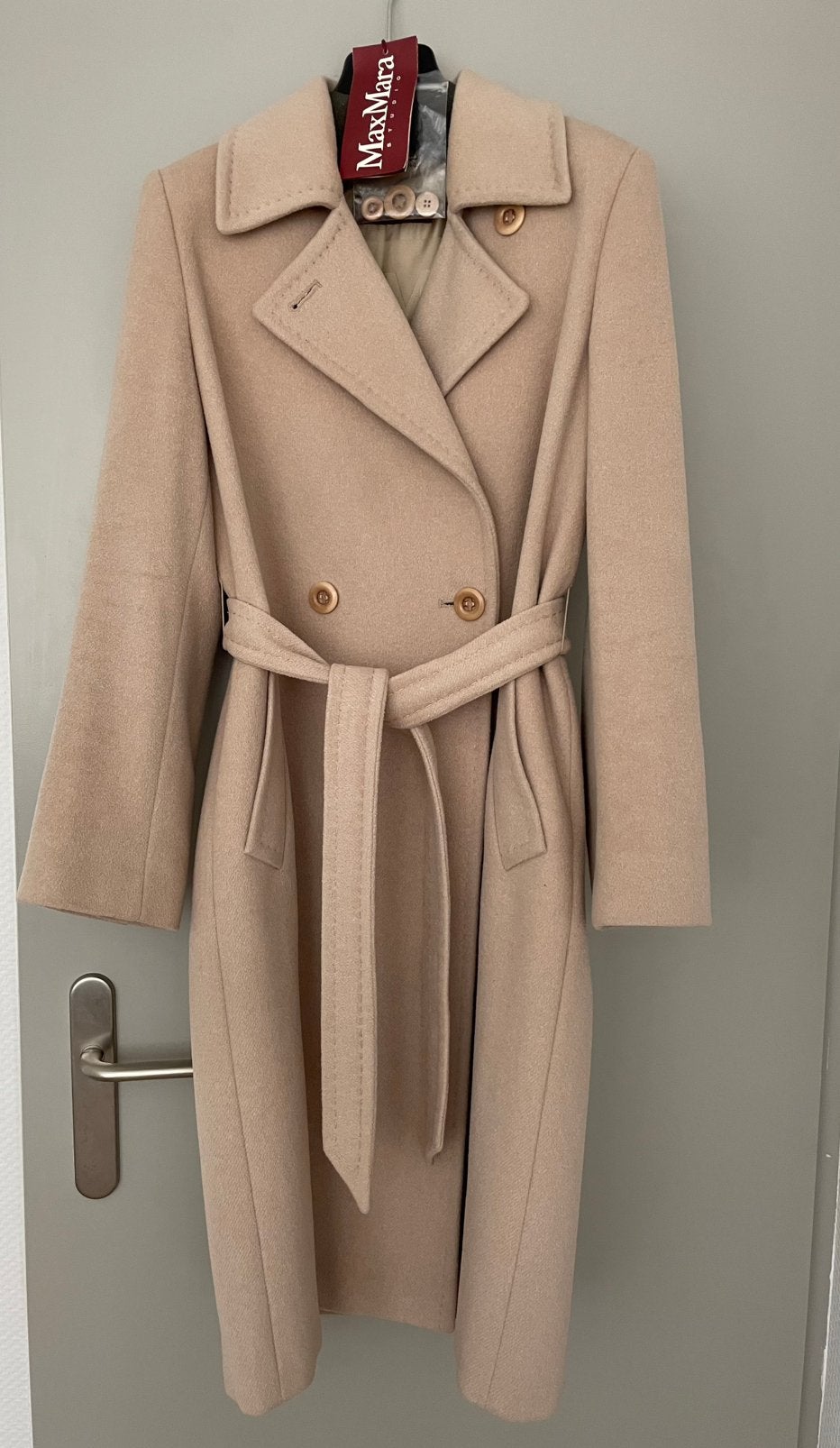 Max Mara Studio jas wollen coat winterjas camel beige mt 38, Ophalen, Zo goed als nieuw, Maat 38/40 (M), Beige