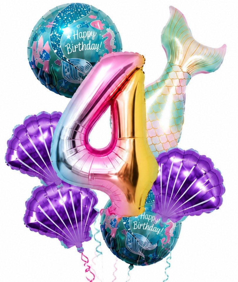 Zeemeermin Ballonnenset Verjaardag Nummer 4, Ophalen of Verzenden