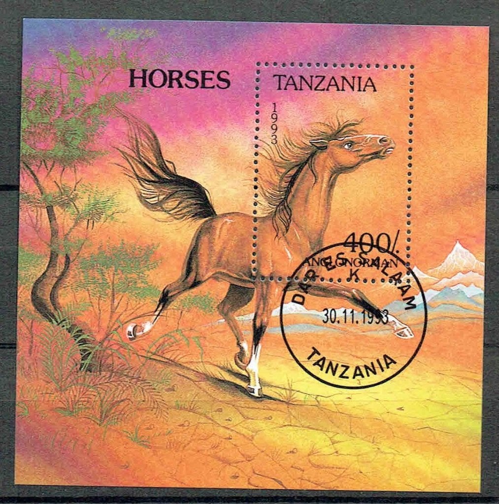 Tanzania 1993 Blok Paard, Verzenden, Gestempeld, Dier of Natuur