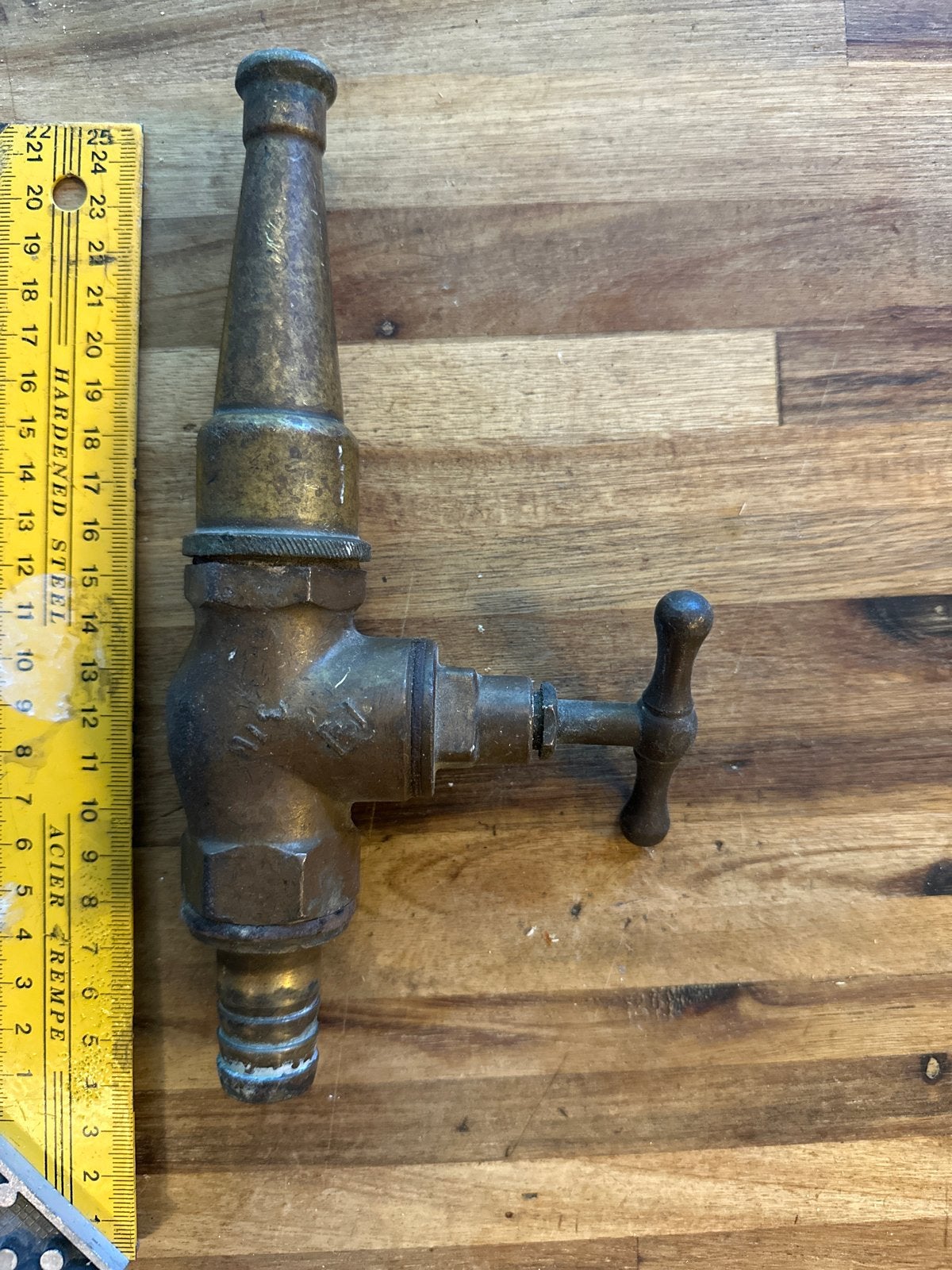 Antieke messing brandweerspuit met kraan, Ophalen of Verzenden