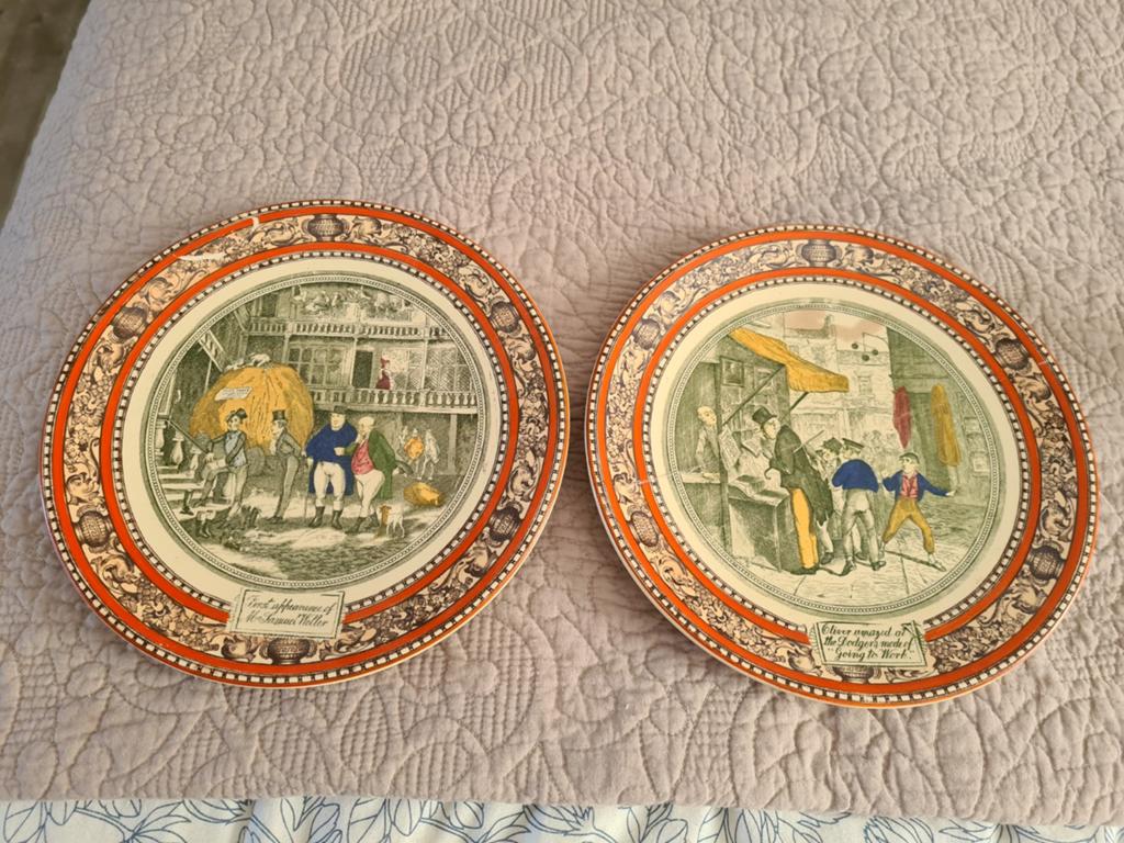Set van 2 antieke Dickens borden - Pickwick & Oliver Twist, Ophalen of Verzenden