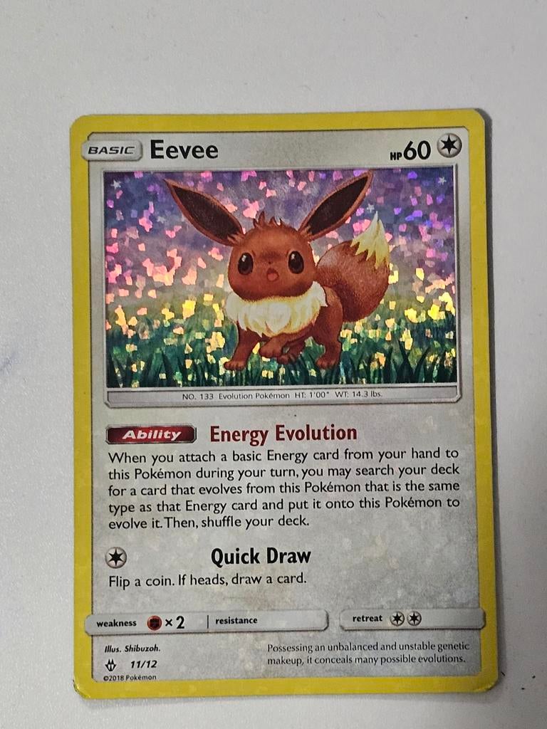 Eevee 11/12 Holofoil McDonald's 2018 Zeldzaam Pokémon Kaart, Ophalen of Verzenden, Zo goed als nieuw, Losse kaart, Foil