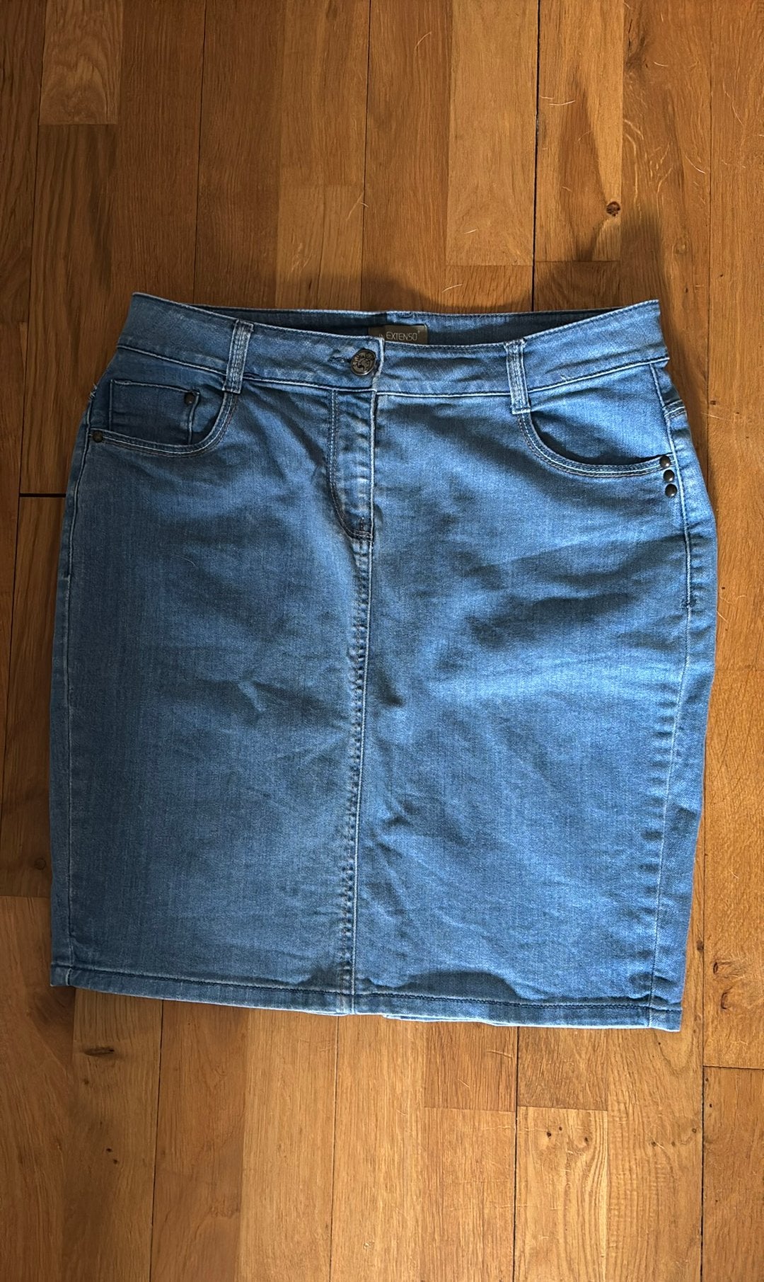Rok In Extenso blauw katoen denim maat 42 52 cm lang, Kleding | Dames, Blauw, Maat 42/44 (L), Ophalen of Verzenden, Zo goed als nieuw