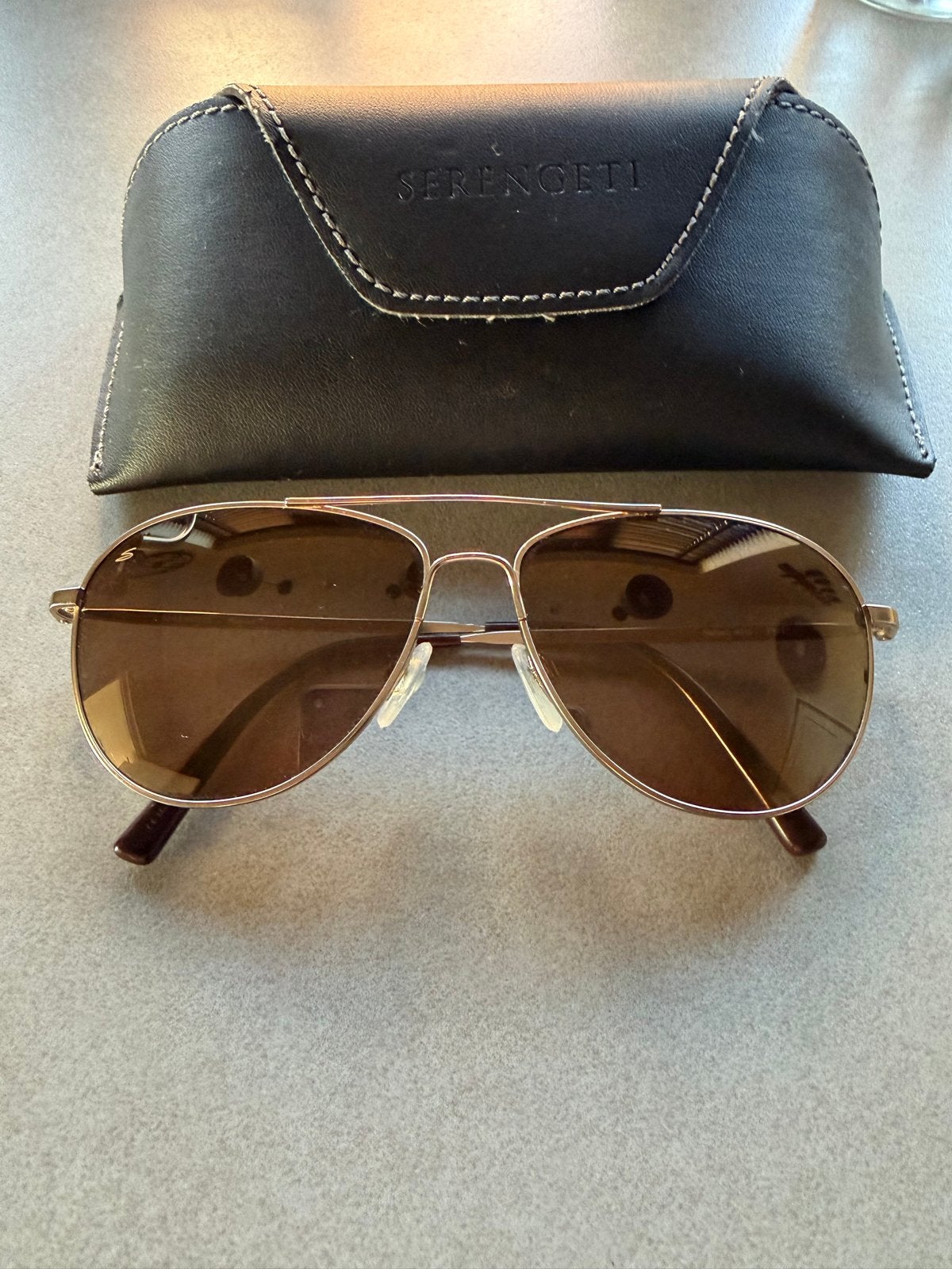 Serengeti Zonnebril Aviator Model met Bruine Glazen, Zonnebril, Bruin, Zo goed als nieuw, Ophalen