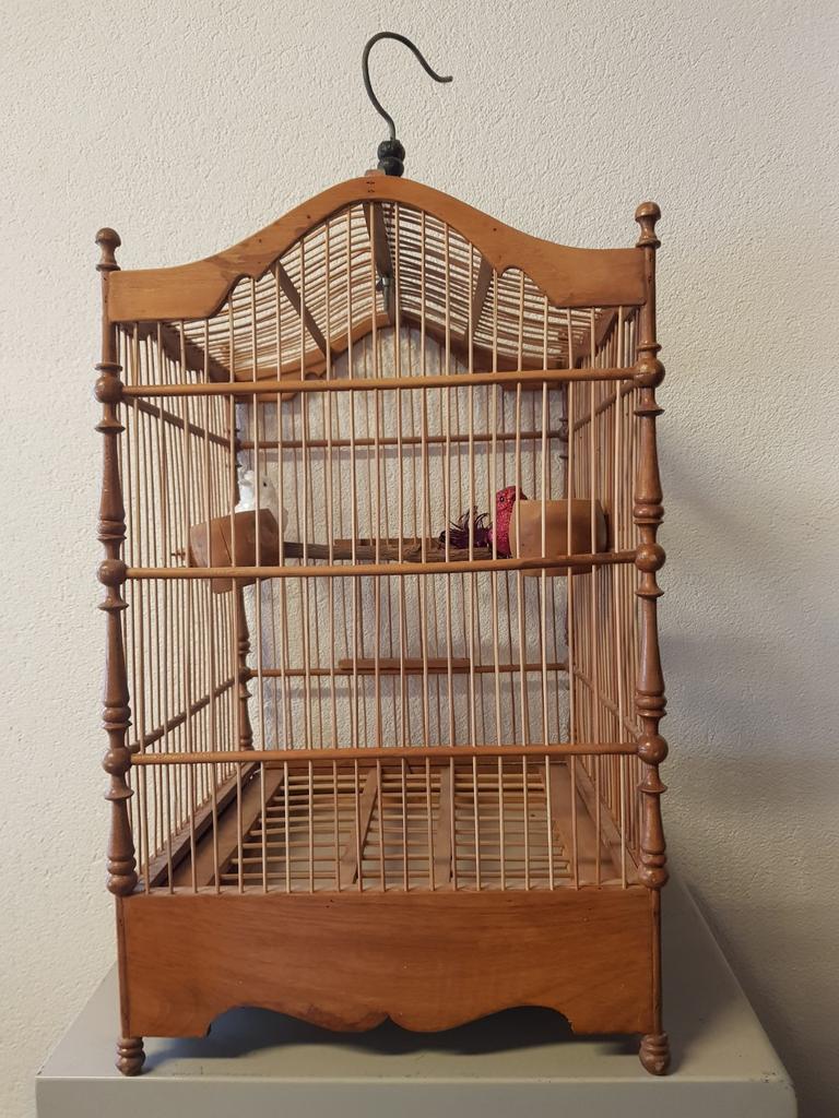 Brocante houten vogelkooi., Ophalen