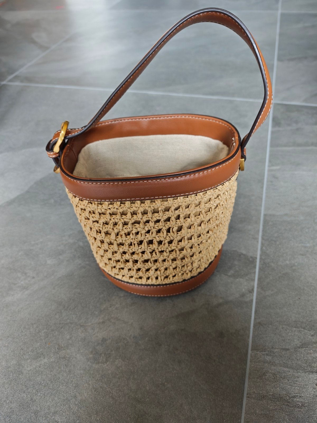 Beige bruine bucket bag parfois, Sieraden, Tassen en Uiterlijk, Ophalen of Verzenden, Gebruikt, Beige, Handtas
