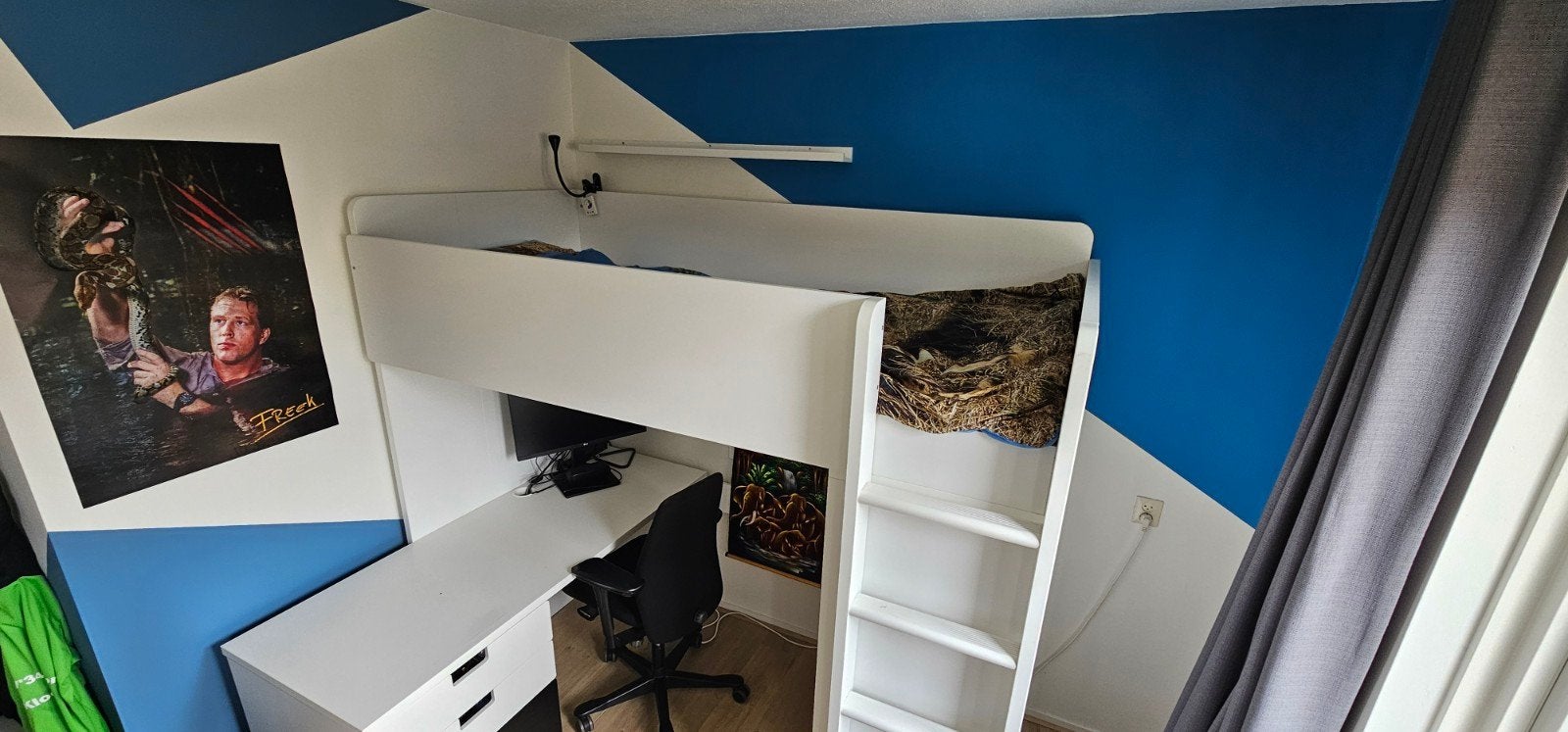 IKEA SMÅSTAD hoogslaper met bureau/kast - Wit/Zwart, Ophalen, 85 tot 100 cm, Gebruikt, Lattenbodem
