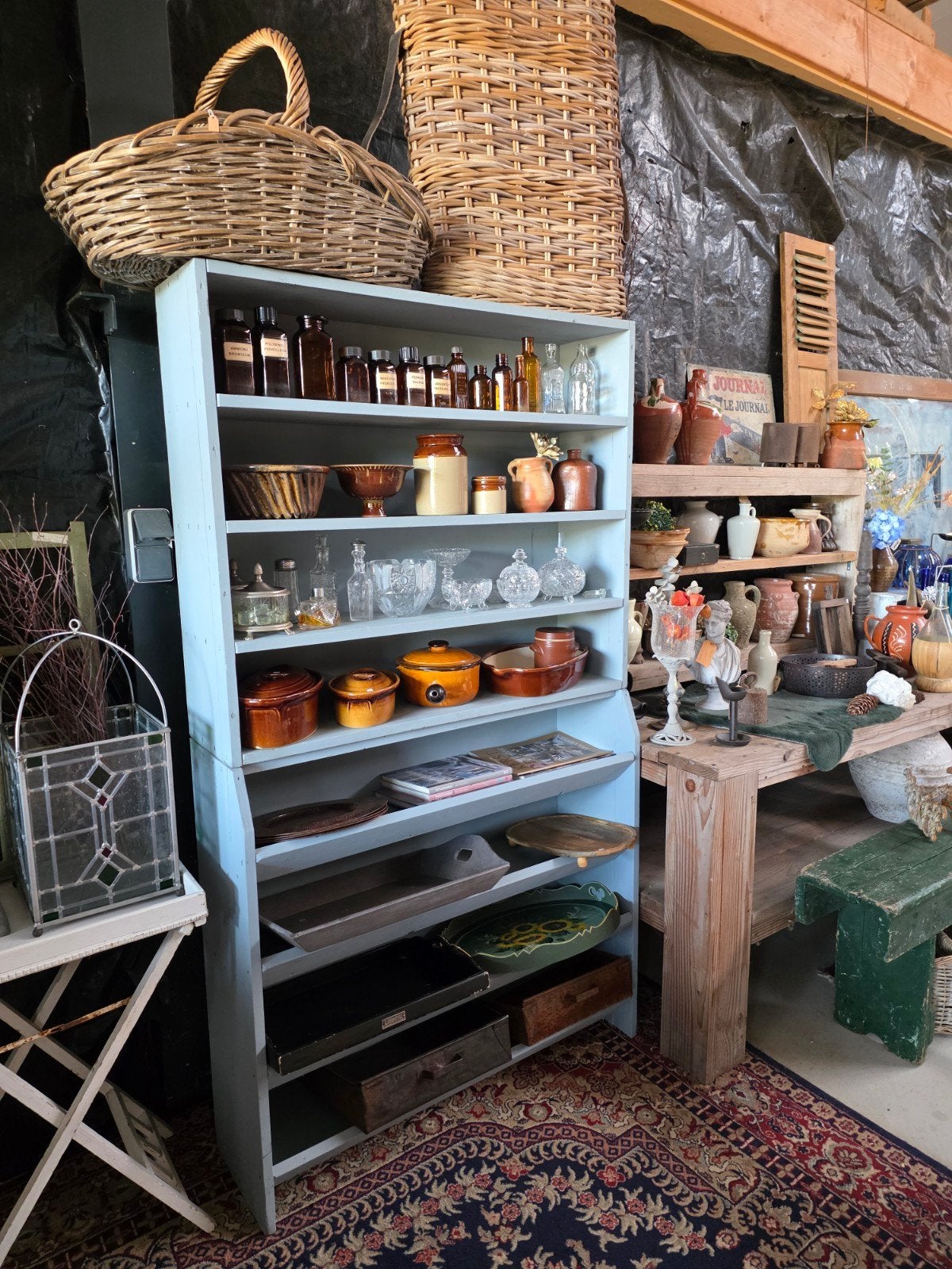 Franse brocante bakkerskast, Huis en Inrichting, Ophalen, Gebruikt
