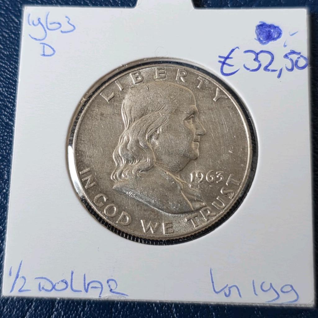 halve dollar 1963 D Amerika, Verzenden, Noord-Amerika, Losse munt, Zilver