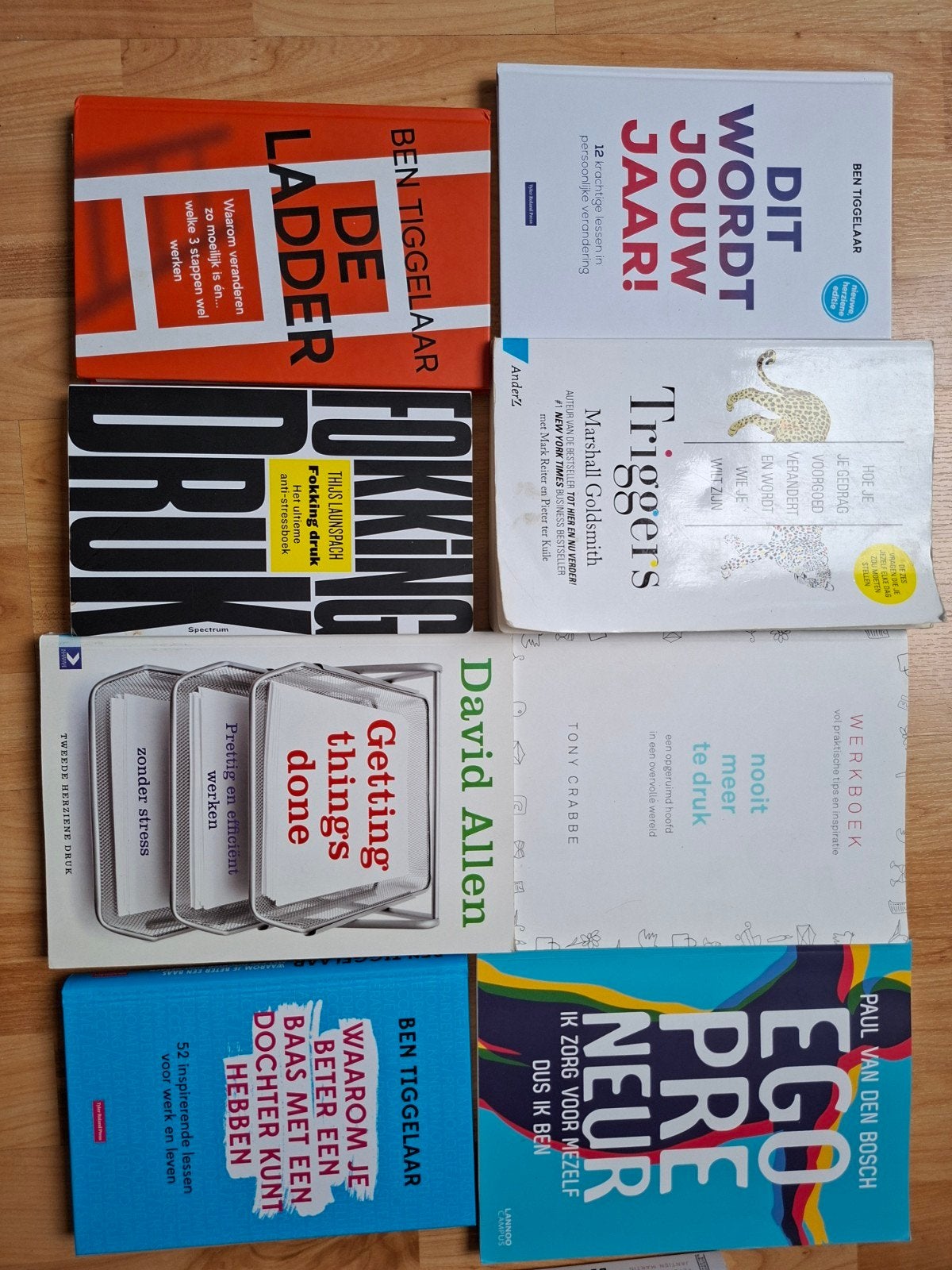Zelfhulpboeken: Persoonlijke ontwikkeling & productivitei, Ophalen of Verzenden, Gelezen, Ben Tiggelaar, David Allen, Marshall Goldsmith, Thijs Launspach