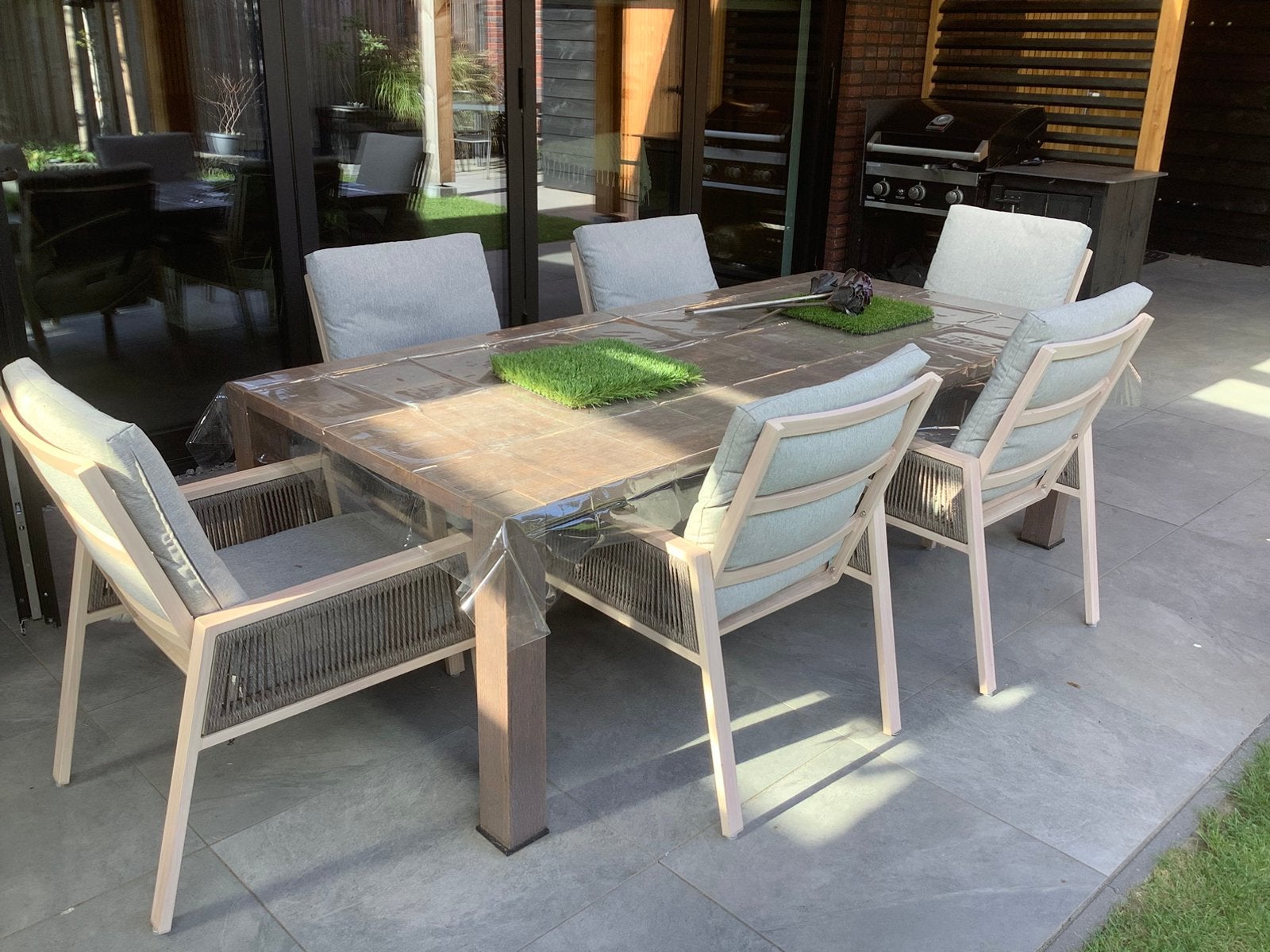 Mooie tuinset met tafel en 6 eetstoelen., Tuin en Terras, Ophalen, Zo goed als nieuw, Aluminium