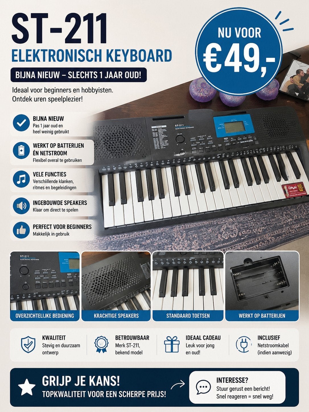 ST-211 Elektronisch Keyboard - Bijna nieuw!, Muziek en Instrumenten, Keyboards, Ophalen, Zo goed als nieuw, 61 toetsen, Overige merken