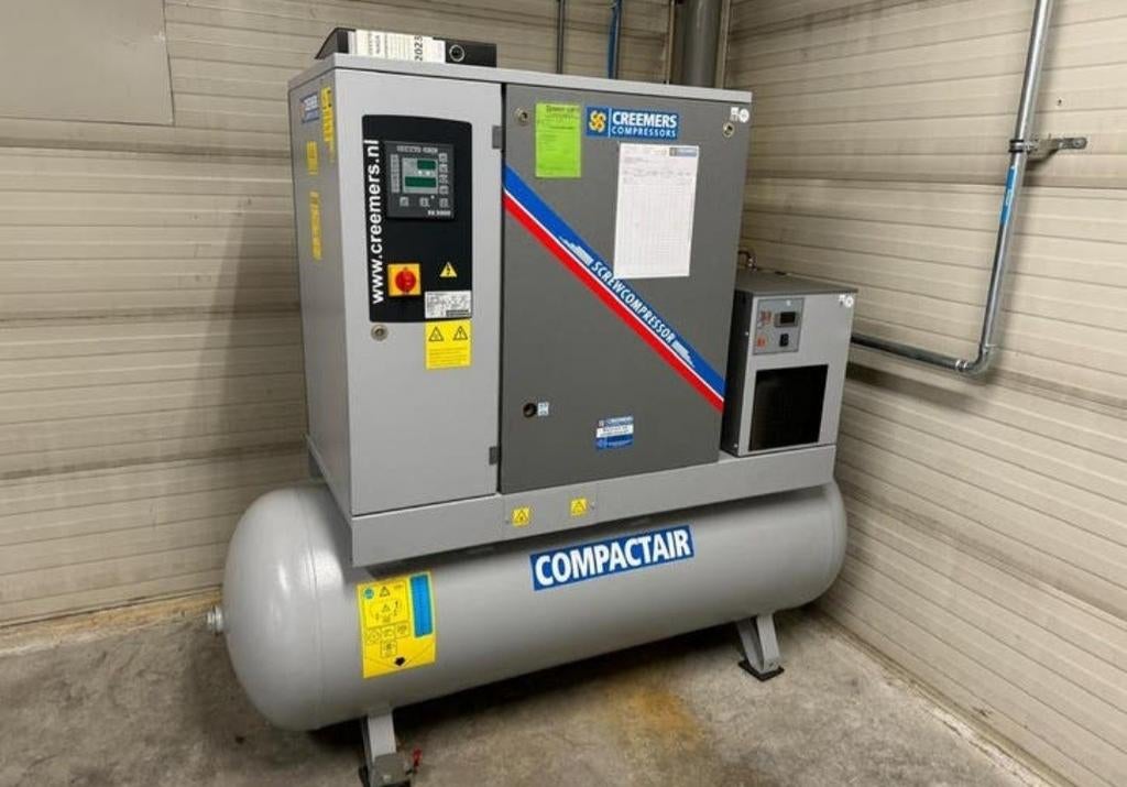 Creemers 500L 15kW 10bar Schroefcompressor met luchtdroger, Ophalen of Verzenden, Gebruikt, 800 liter/min of meer, 10 bar of meer