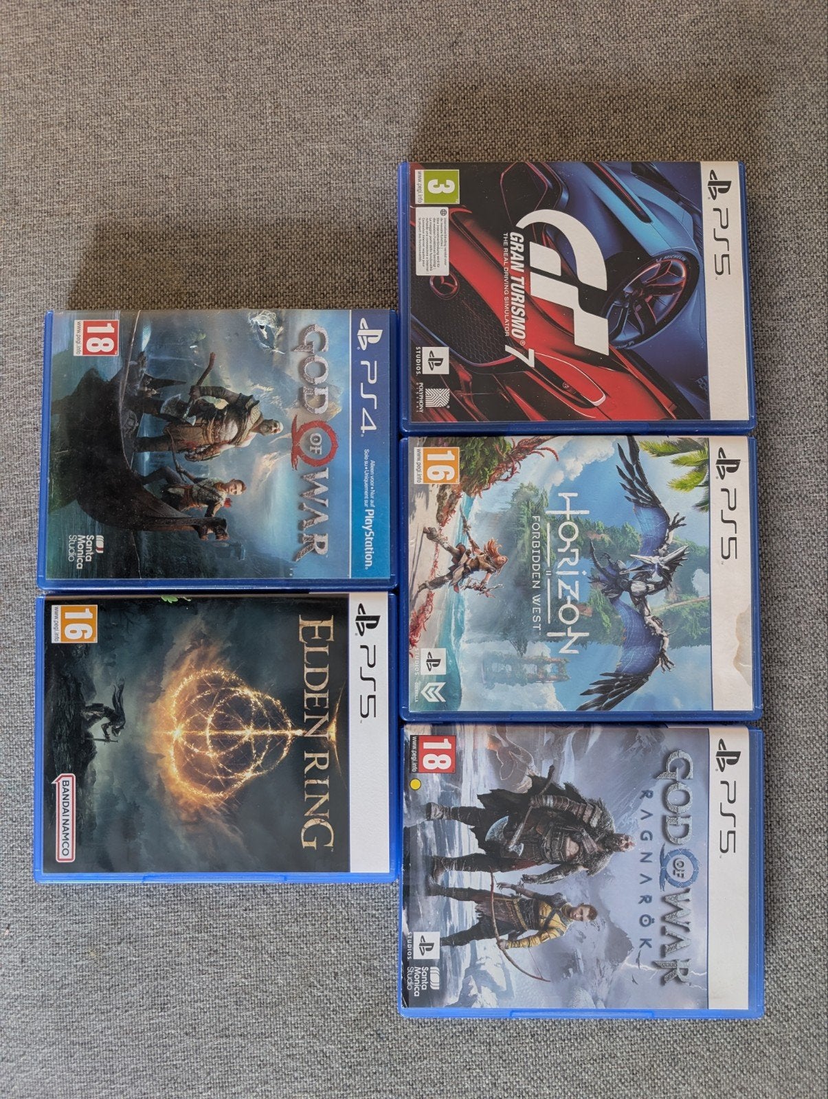PS4/PS5 Games: God of War, Elden Ring, Gran Turismo 7, Spelcomputers en Games, Online, Vanaf 18 jaar, 1 speler, Zo goed als nieuw