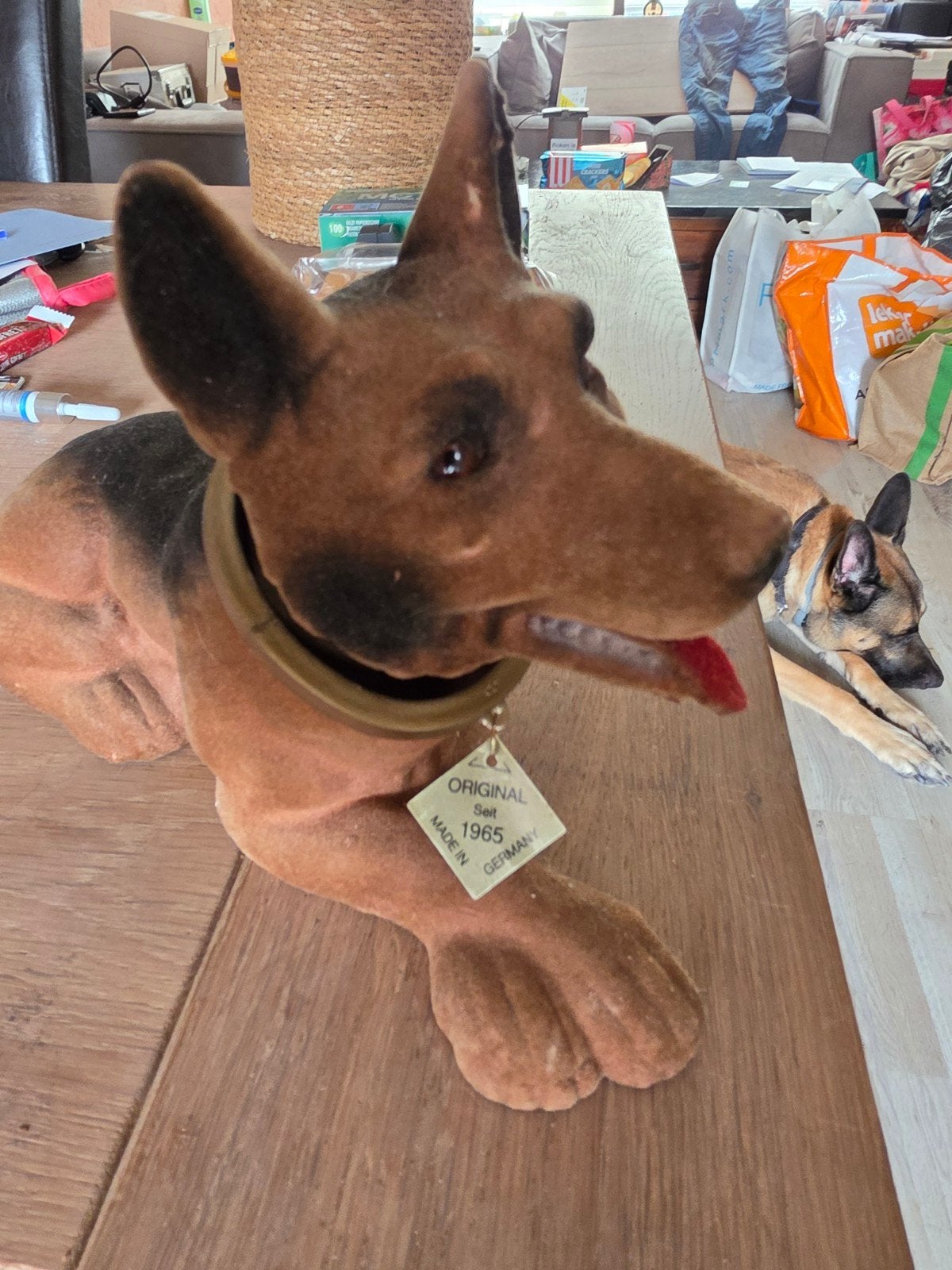 Vintage Duitse Herder beeldje, origineel uit 1965, Ophalen of Verzenden, Gebruikt, Hond of Kat, Beeldje of Figuurtje