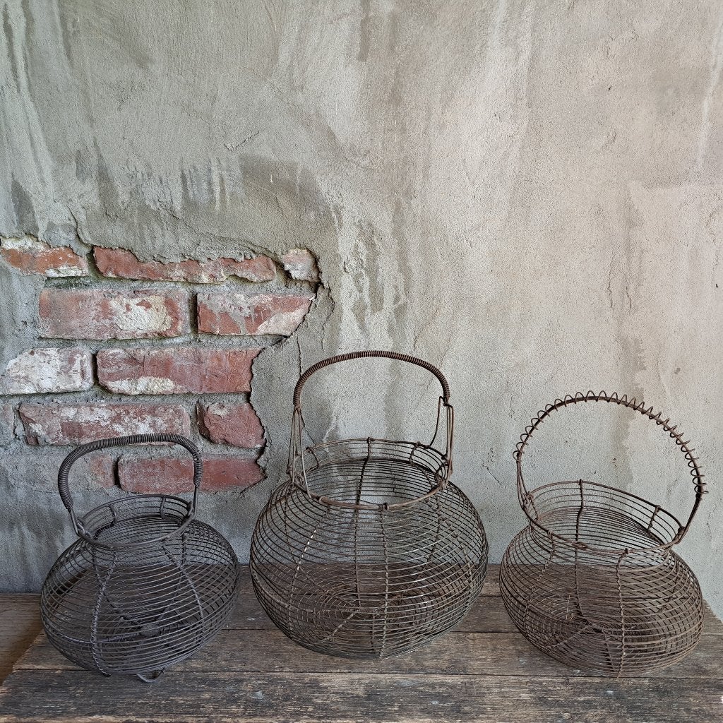1x Oud brocante Frans eiermandje draadmandje *Etage3*, Gebruikt, ., Ophalen of Verzenden, .