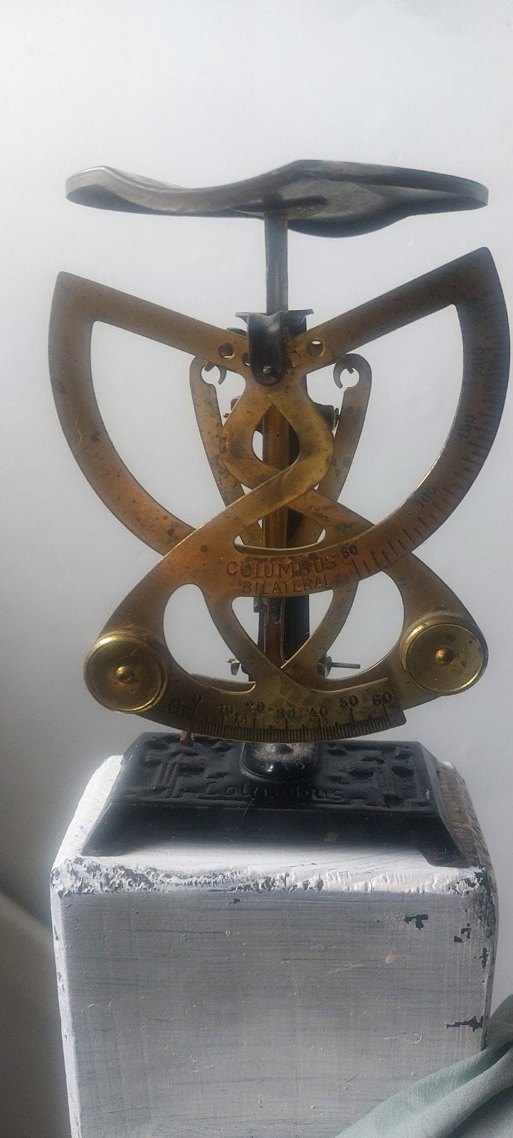 antieke Columbus dubbelzijdige weegschaal, Ophalen of Verzenden