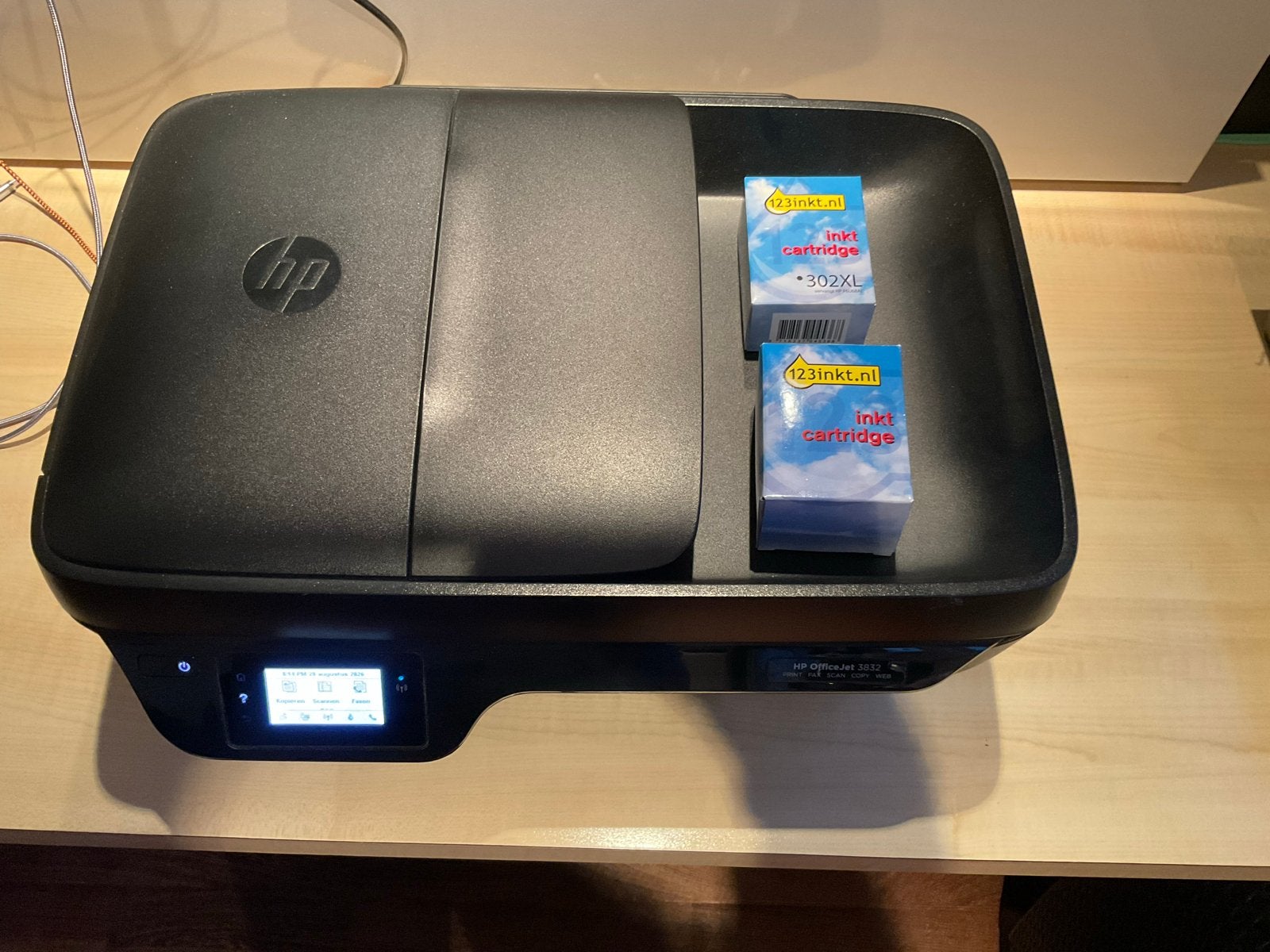 HP OfficeJet 3832 All-in-One printer met nieuwe cartridges, Computers en Software, Printers, Ophalen, Gebruikt, Faxen, Inkjetprinter