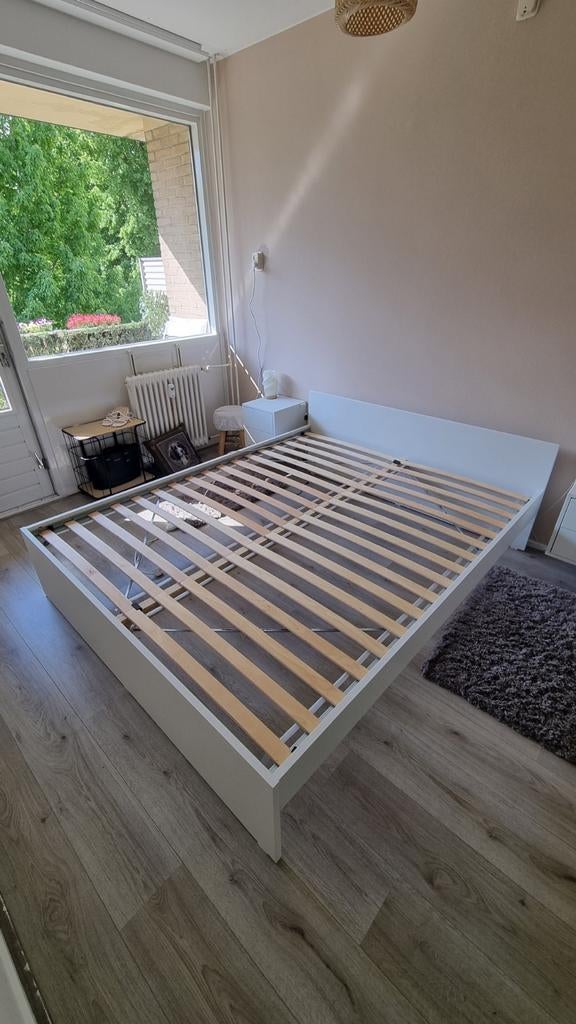 Ikea 160200 bed + matras, Ophalen, Wit, Tweepersoons, 160 cm