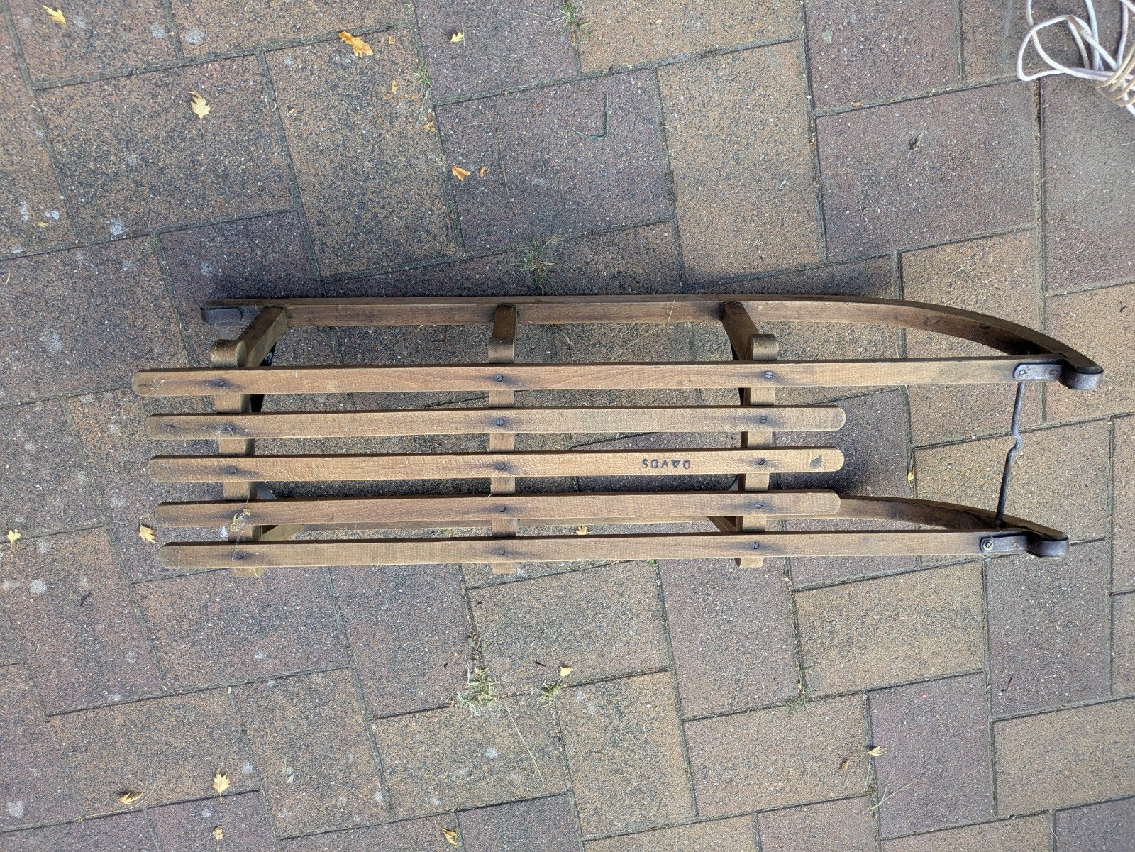 Vintage Davos Slee - Houten Rodel voor Winterplezier, Ophalen, Gebruikt, Hout