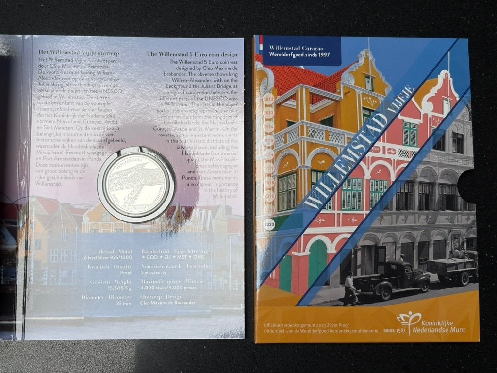 Willemstad vijfje, Postzegels en Munten, Vóór koninkrijk, Zilver, Euro's, Ophalen of Verzenden