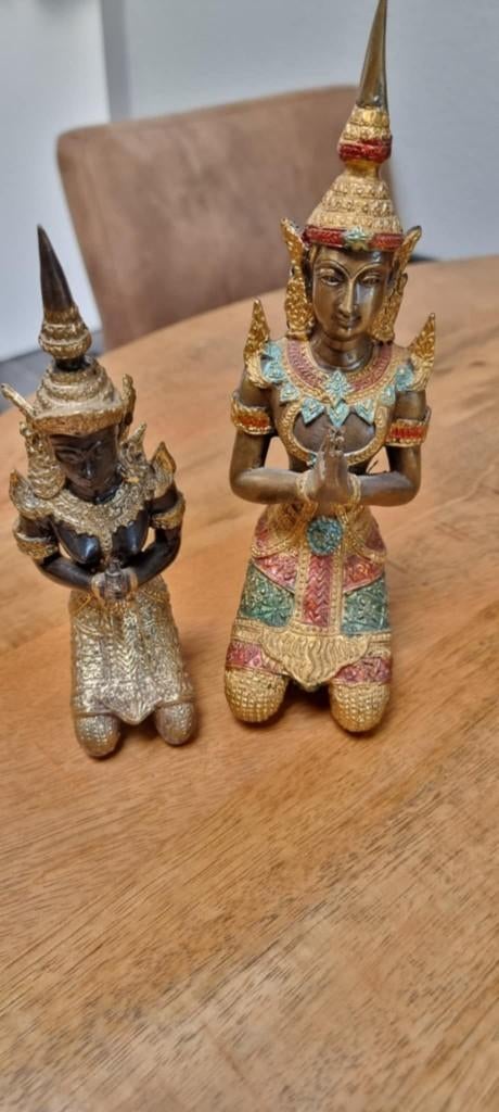 2 x vintage tempelwachter beeldjes, Antiek en Kunst, Antiek | Koper en Brons, Brons, Ophalen of Verzenden