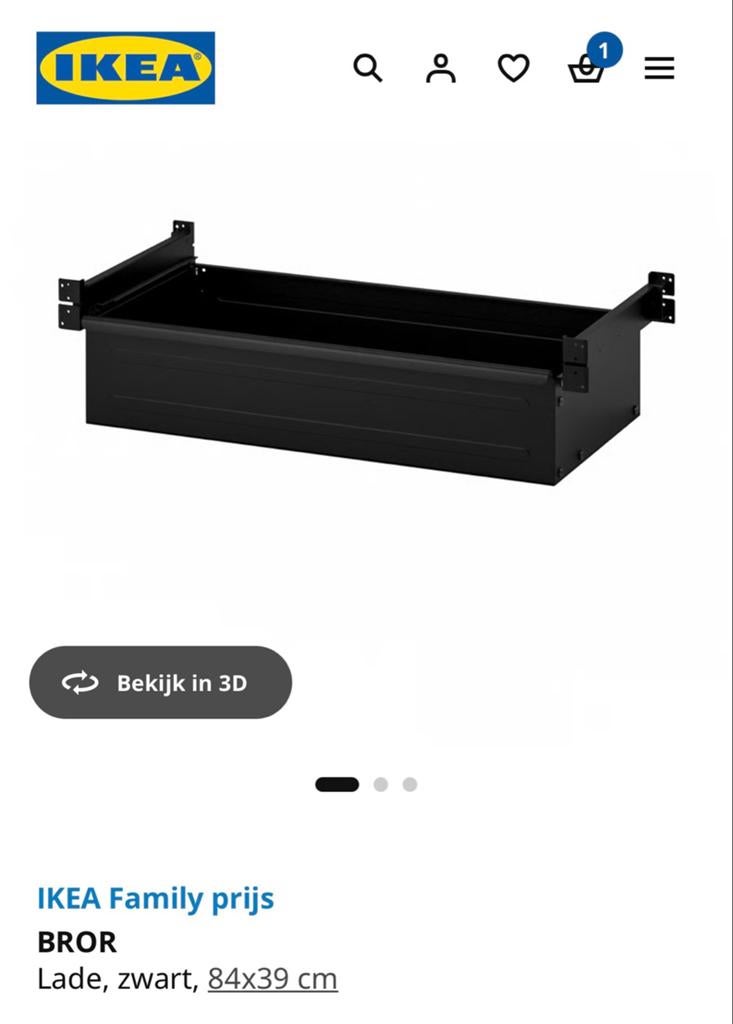IKEA BROR Lade, zwart, 84x39 cm - Nieuw in doos, Ophalen of Verzenden, Nieuw