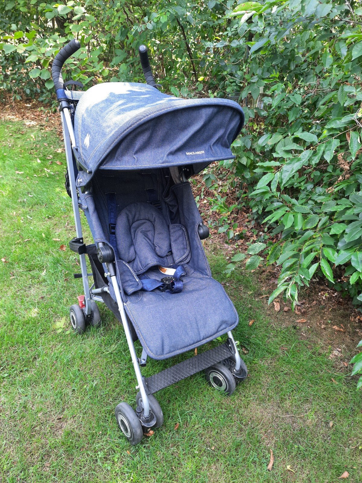 MACLAREN QUEST SPORT DENIM INDIGO Kinderwagen, Ophalen of Verzenden, Gebruikt, Maclaren, Zonnekap
