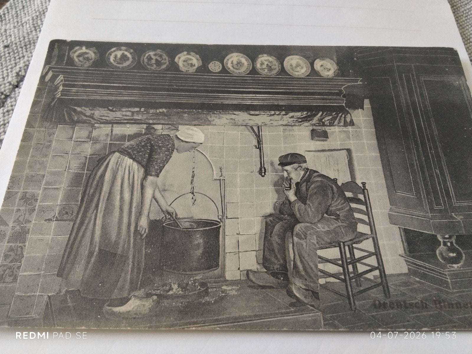 Oude Ansichtkaart: Hollands Interieur, Leiden, Ophalen of Verzenden, Voor 1920, Gelopen, Zuid-Holland