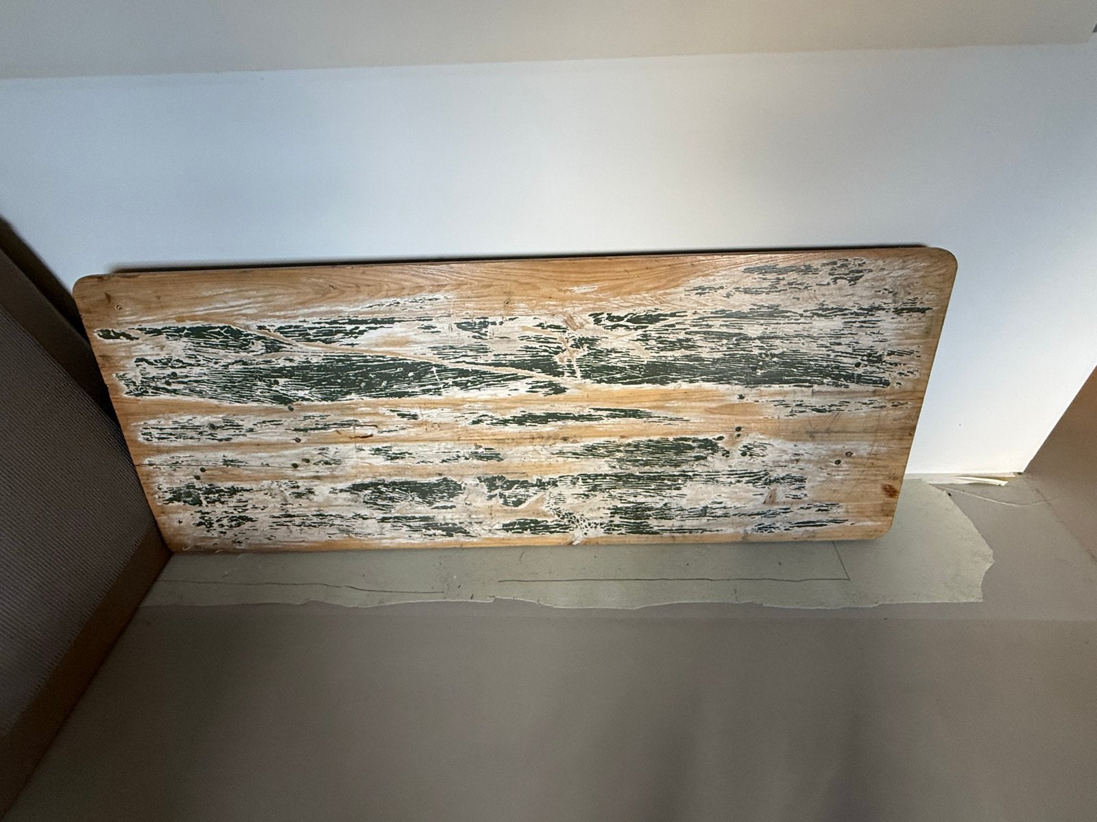 Leger/militair vintage houten klaptafel met groen onderstel, Ophalen