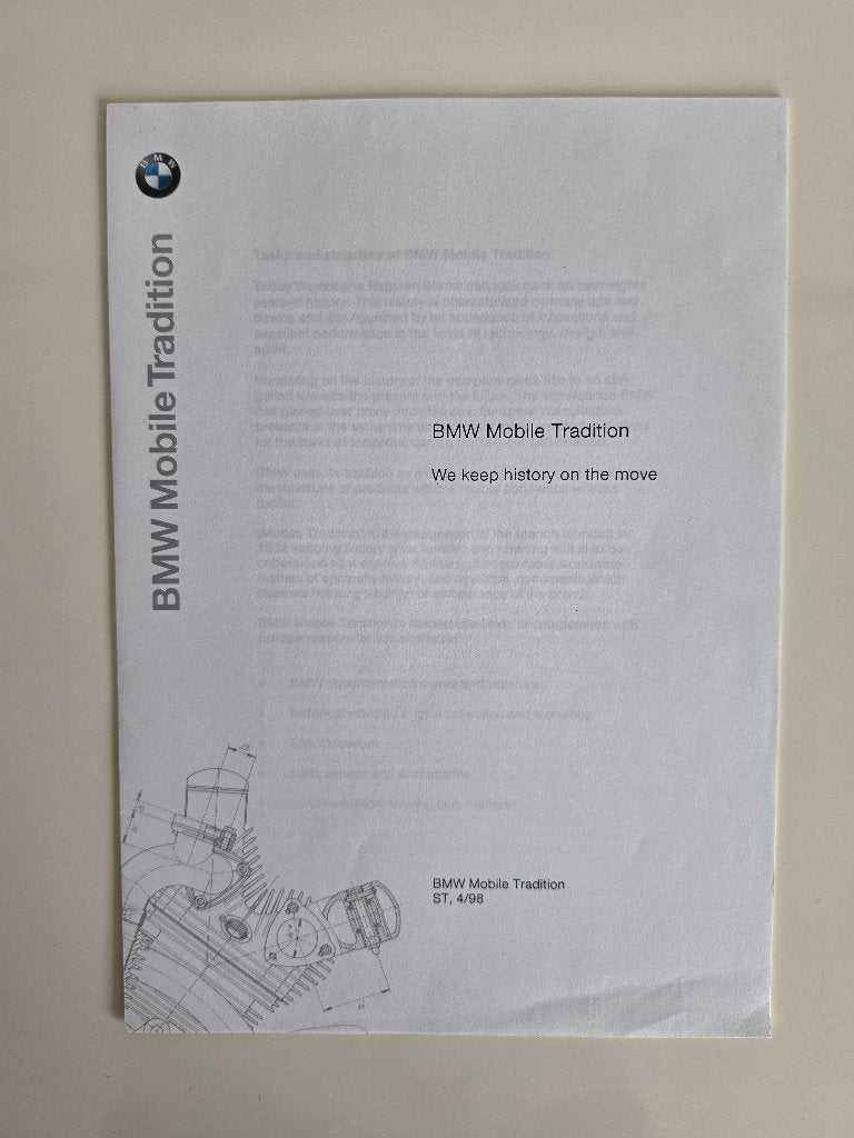 BMW Mobile Tradition brochure 1998 BMW Classic McLaren F1, Nieuw, Ophalen of Verzenden, BMW, BMW